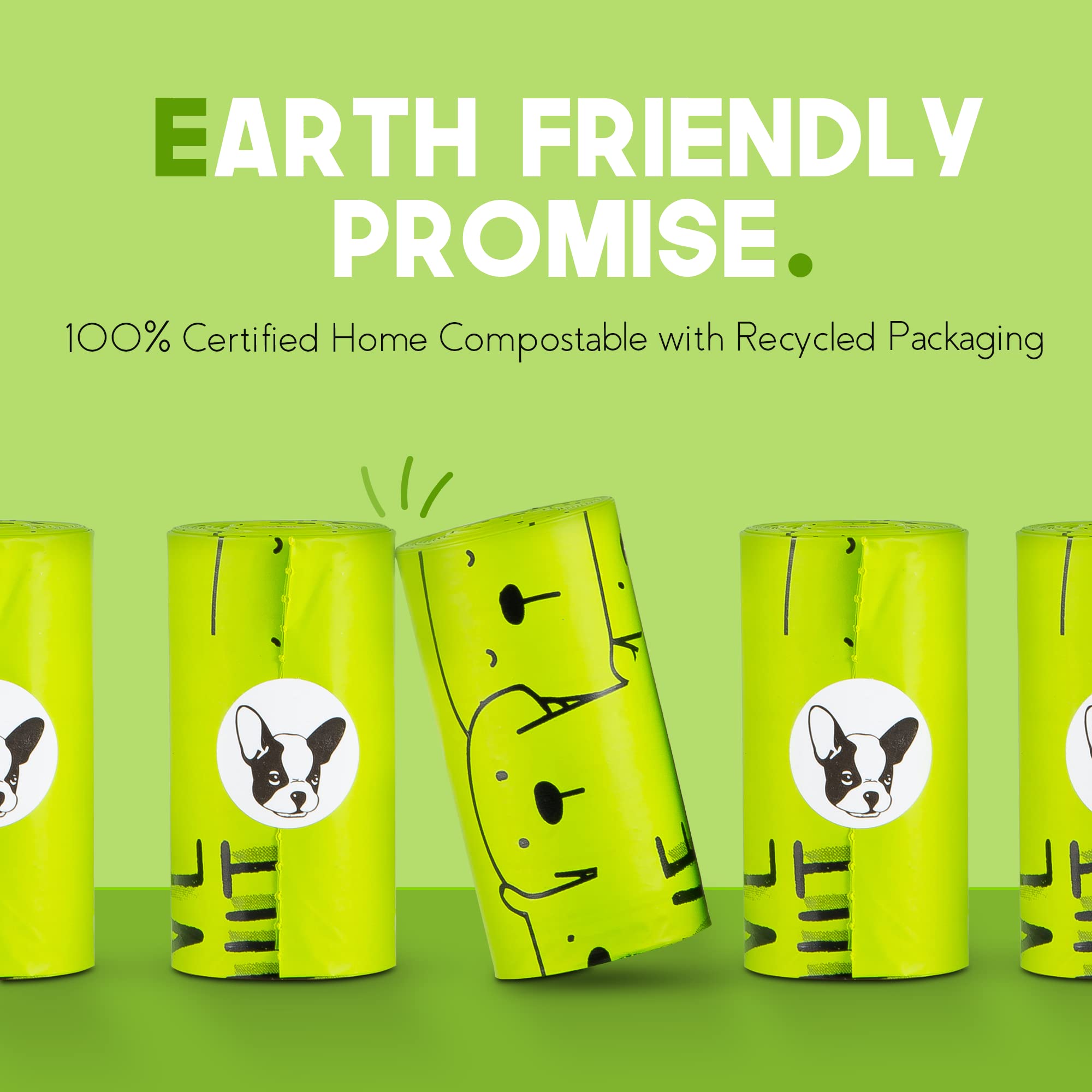 100% Certified Home Compostable Dog Poop Bags With Handles - 10% To Charity - Astm D6400 & En 13432 Compliant - 120 X Plant Base